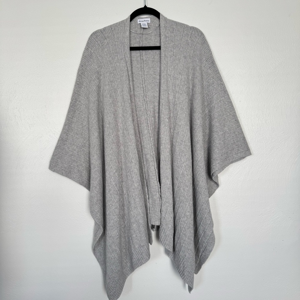 Tommy Bahama Poncho One Size Gray Cotton Nylon Knit Ribbed Modest Beach Cover Up